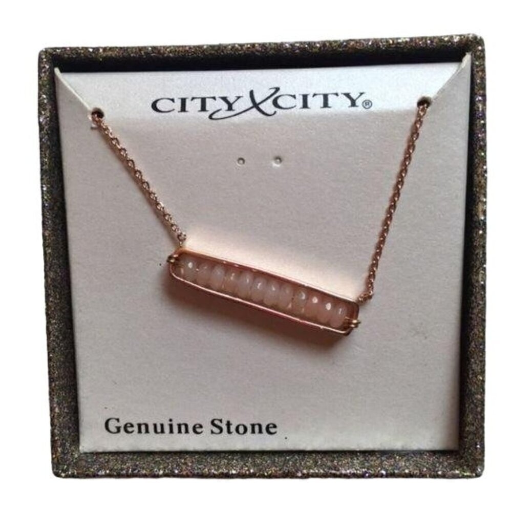 City x City Rose Gold Pink Stone Necklace